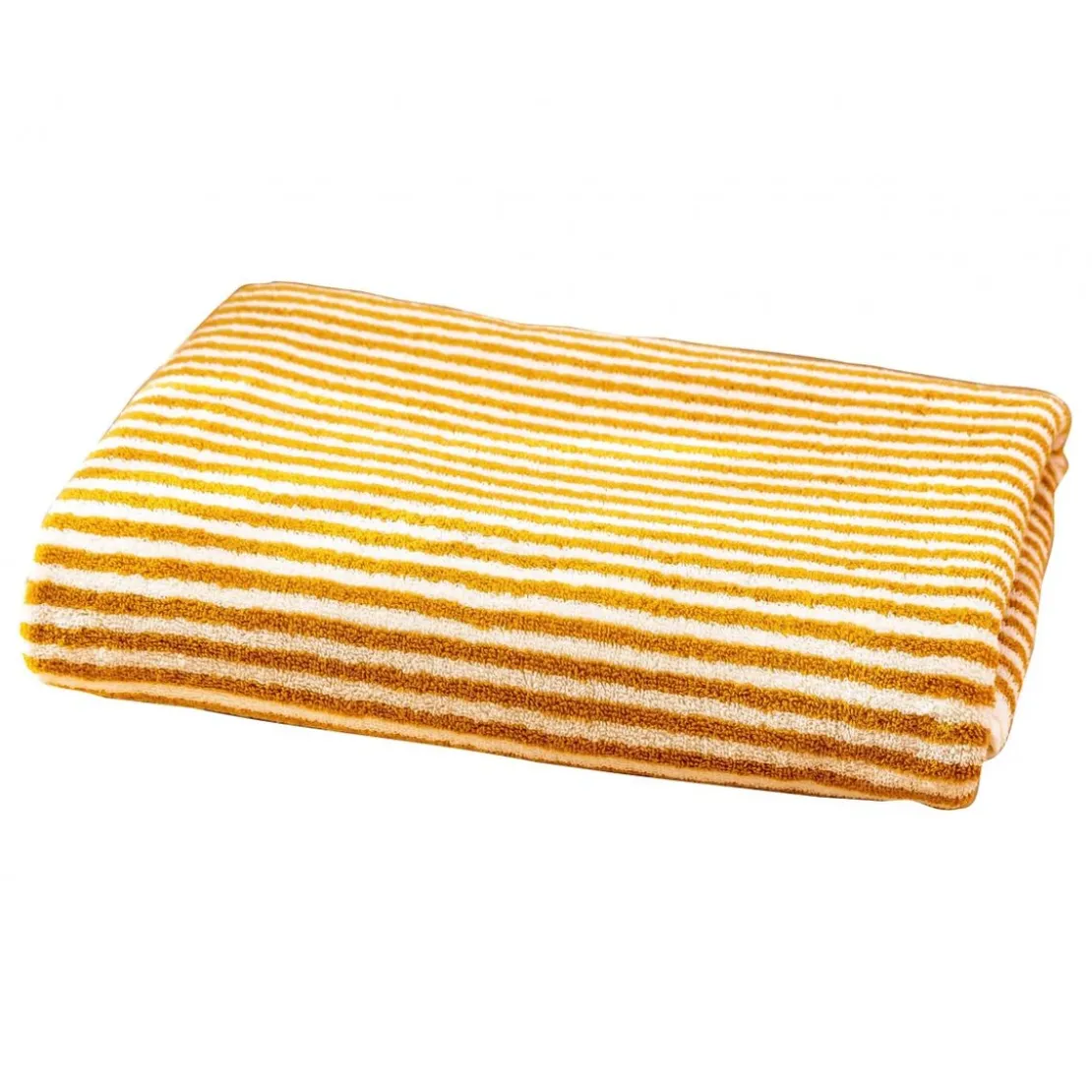 BecquetServiette de bain en coton jaune ocre motif rayures - Collection CHARLIE