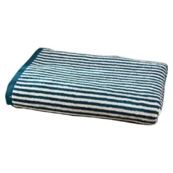 BecquetServiette de bain en coton bleu canard motif rayures - Collection CHARLIE