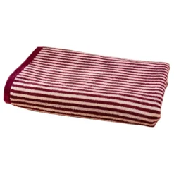 BecquetServiette de bainn coton violette aubergine motif rayures - Collection CHARLIE