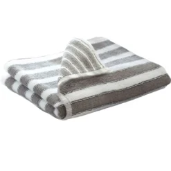 BecquetServiette de toilette en coton gris motif rayures - Collection LAURA