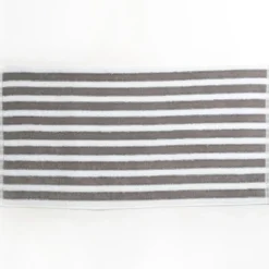 BecquetServiette de toilette en coton gris motif rayures - Collection LAURA