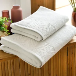 BecquetServiette de toilette, drap de bain en coton PALMITTA blanc craie