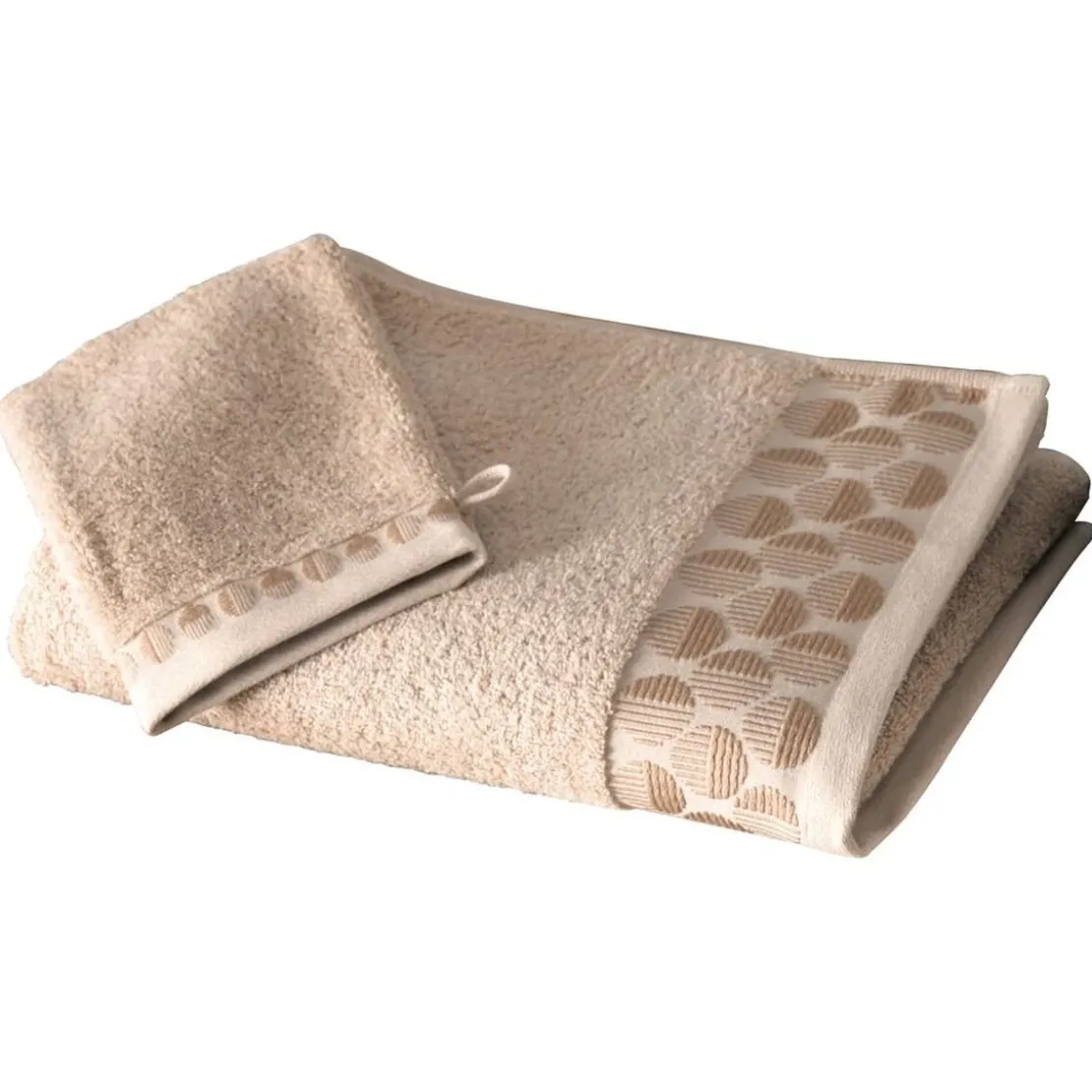 BecquetServiette de toilette en coton beige avec liteau cercle - SERVOPTIQUE