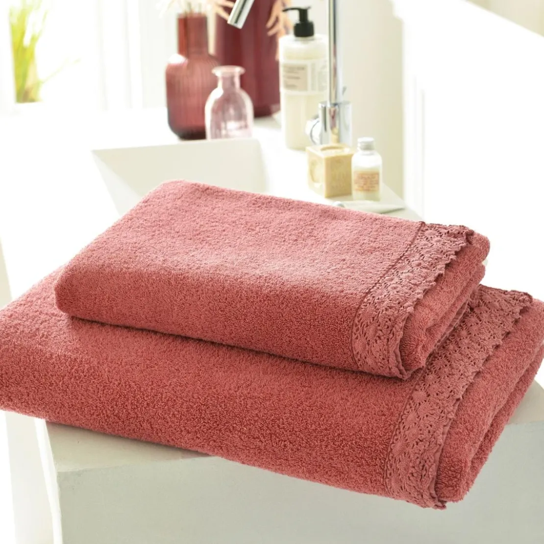 BecquetServiette de toilette coton éponge VAHINA - bois de rose