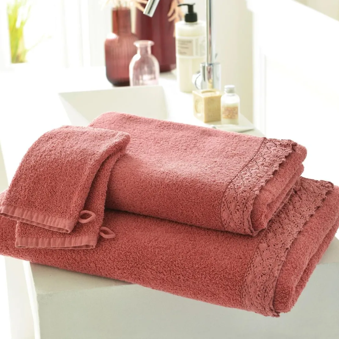 BecquetServiette de toilette coton éponge VAHINA - bois de rose
