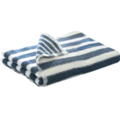 BecquetServiette de toilette en coton bleu motif rayures - Collection LAURA