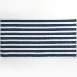 BecquetServiette de toilette en coton bleu motif rayures - Collection LAURA