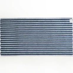 BecquetServiette de toilette en coton bleu motif rayures - Collection LAURA