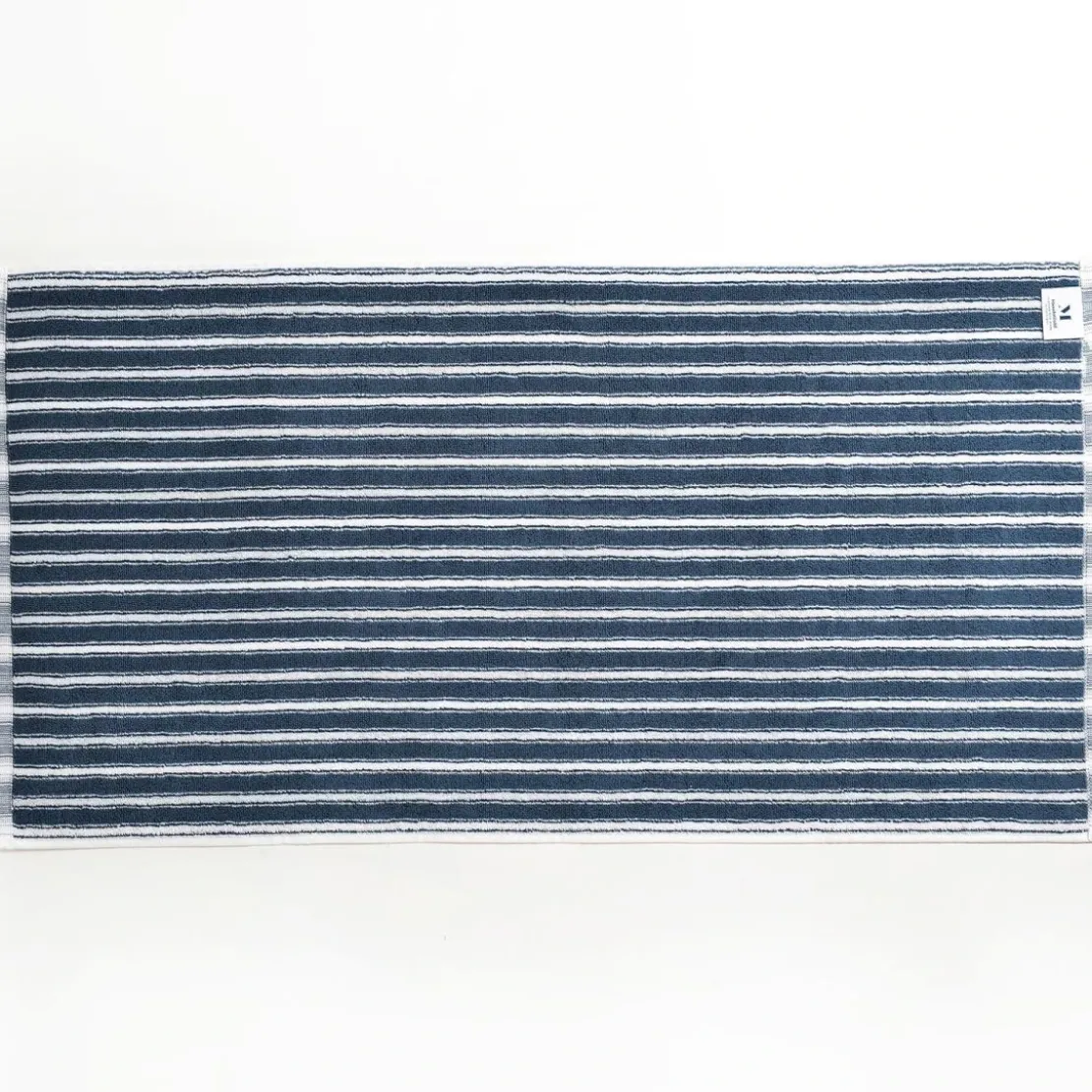 BecquetServiette de toilette en coton bleu motif rayures - Collection LAURA