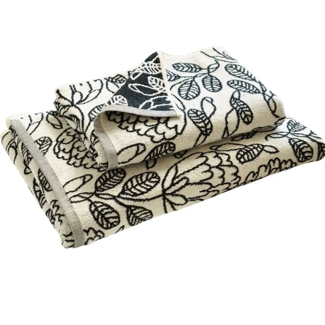 BecquetServiette de toilette imprimée coton 50 x 100 cm VELMA - blanc
