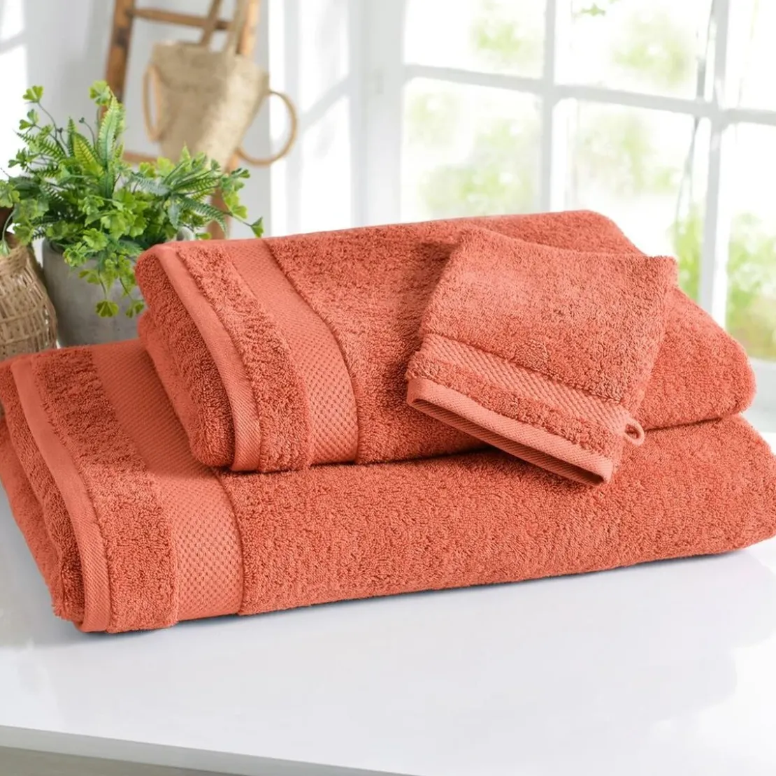 BecquetServiette de toilette en coton 500 g/m² ATLANTIQUE - orange terracotta