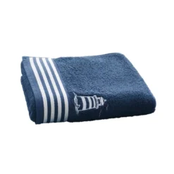 BecquetServiette de toilette et drap de bain bleu marine motif phare - PHARE