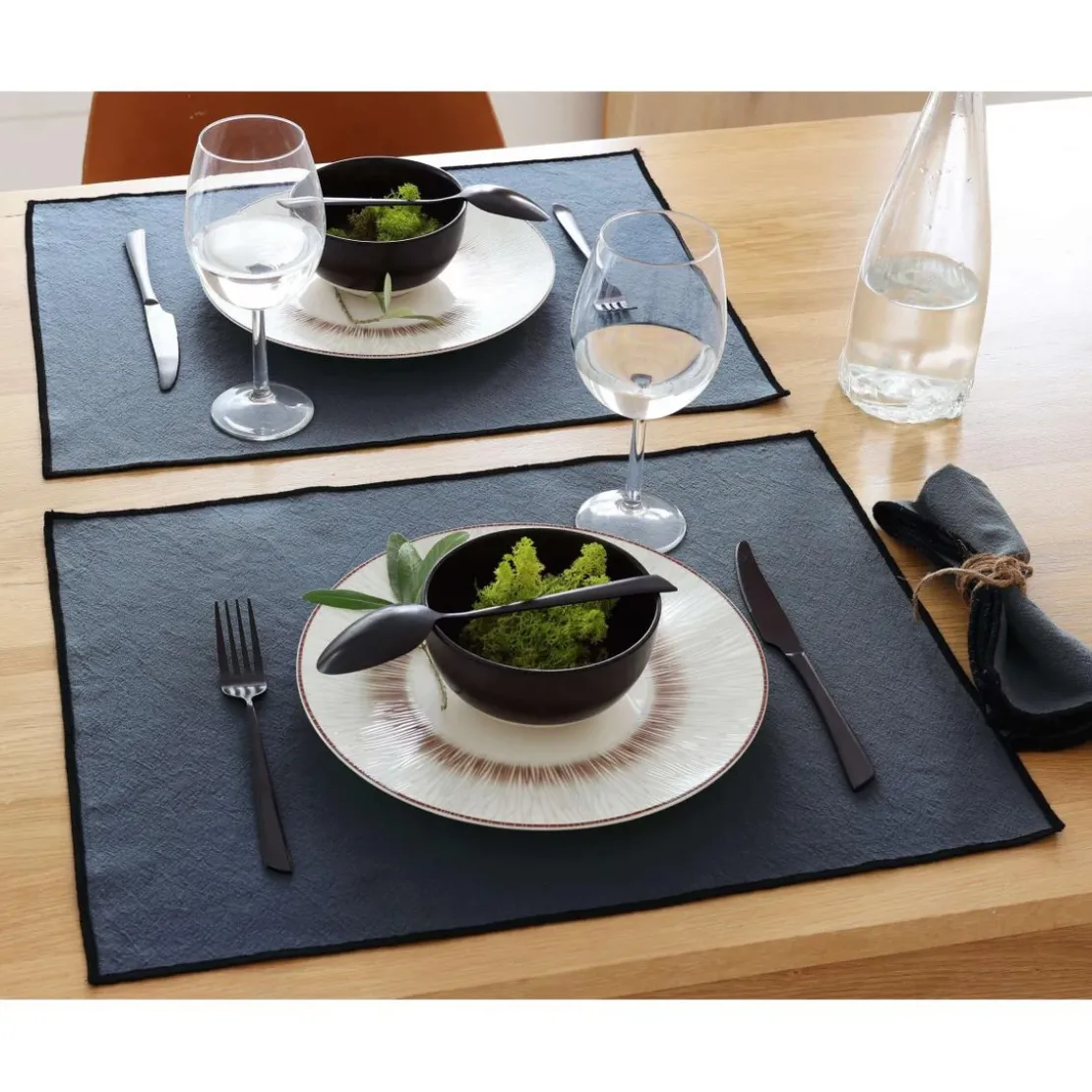BecquetSets de table 37x50 HONO gris en coton