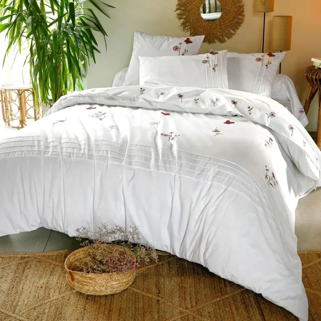 BecquetTaie de traversin brodée en coton percale DR.LORENZA - blanc