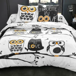 BecquetTaie de traversin CHOUETTE IN LOVE gris