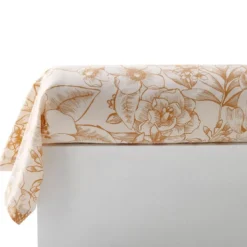 BecquetTaie de traversin coton écru floral camel - DOTTY