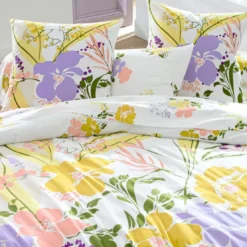 BecquetTaie de traversin coton blanc motif floral multicolore - Collection HELLO YELLOW