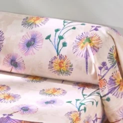 BecquetTaie de traversin coton beige rosé motif floral multicolore - Collection IMAGINAIRE