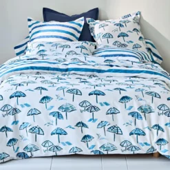 BecquetTaie de traversin coton PARASOL - bleu