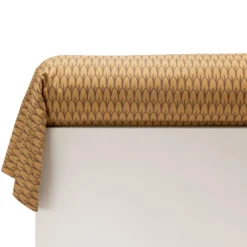 BecquetTaie de traversin coton jaune ocre motif graphique brun taupe - SIDO