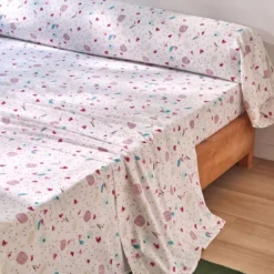 BecquetTaie de traversin coton blanc cassé floral multicolore - ROSE MENTHOL