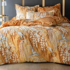 BecquetTaie de traversin DR. NATURE DOREE motif feuillage et oiseaux