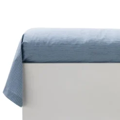 BecquetTaie de traversin en coton bleu grisé à rayures - VOILIERS