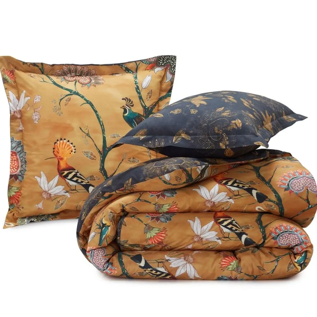 BecquetTaie de traversin en coton bleu nuit à motif floral - JARDIN EXTRAORDINAIRE