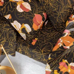 BecquetTaie de traversin en coton noir - GOLD IRIS