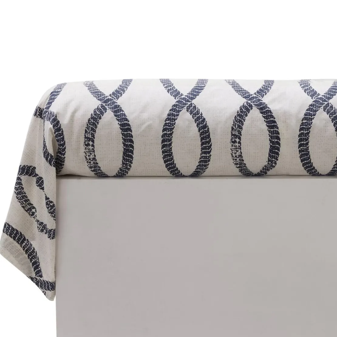 BecquetTaie de traversin en coton écru à motif graphique bleu marine - OCEAN WAVES