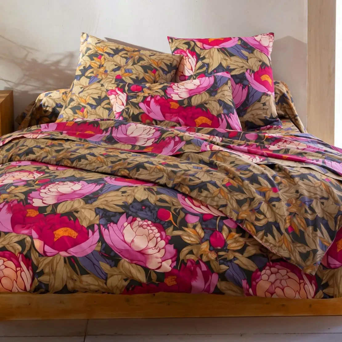BecquetTaie de traversin en coton camel - ESPRIT FLORAL