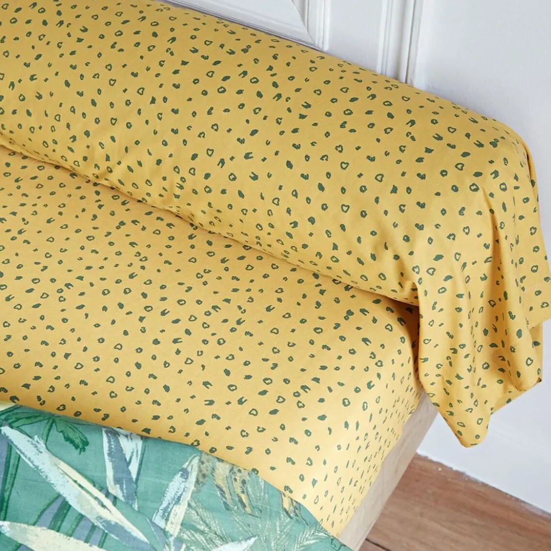 BecquetTaie de traversin en coton TROPICAL - jaune ocre