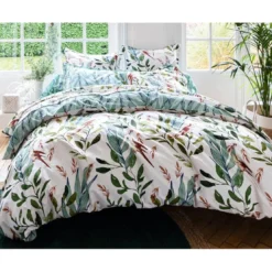 BecquetTaie de traversin en coton motifs feuillage PAKO PAKO vert