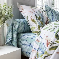 BecquetTaie de traversin en coton motifs feuillage PAKO PAKO vert
