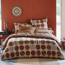 BecquetTaie de traversin en coton Imprimés rayures AFRICAN CRAFT marron