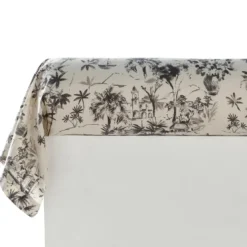 BecquetTaie de traversin en coton écru à motif paysage tropical gris anthracite - DOLCE VITA
