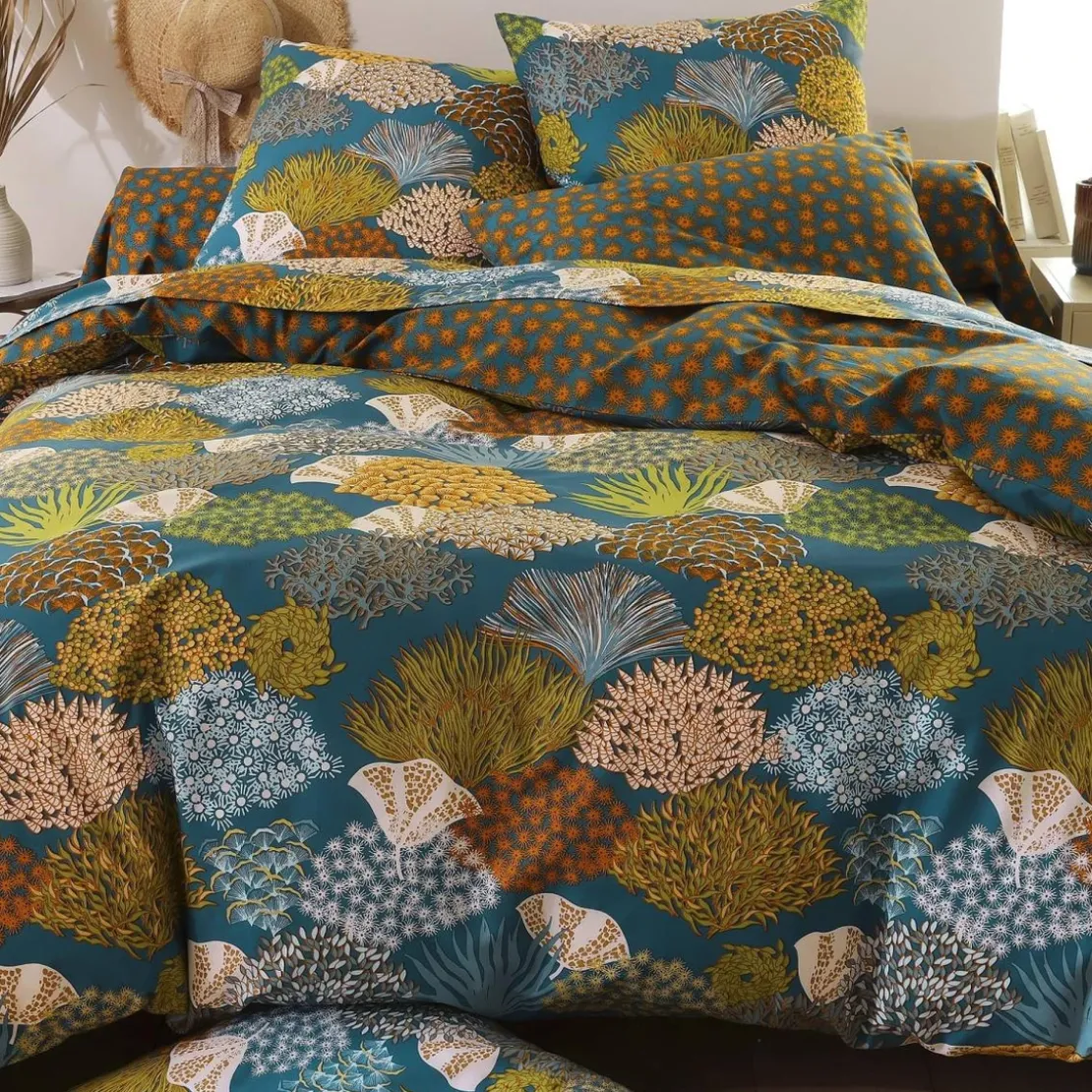 BecquetTaie de traversin en coton bleu - SEAVENTAIL