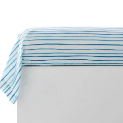 BecquetTaie de traversin en coton blanc à rayures bleues - MOUSSAILLON