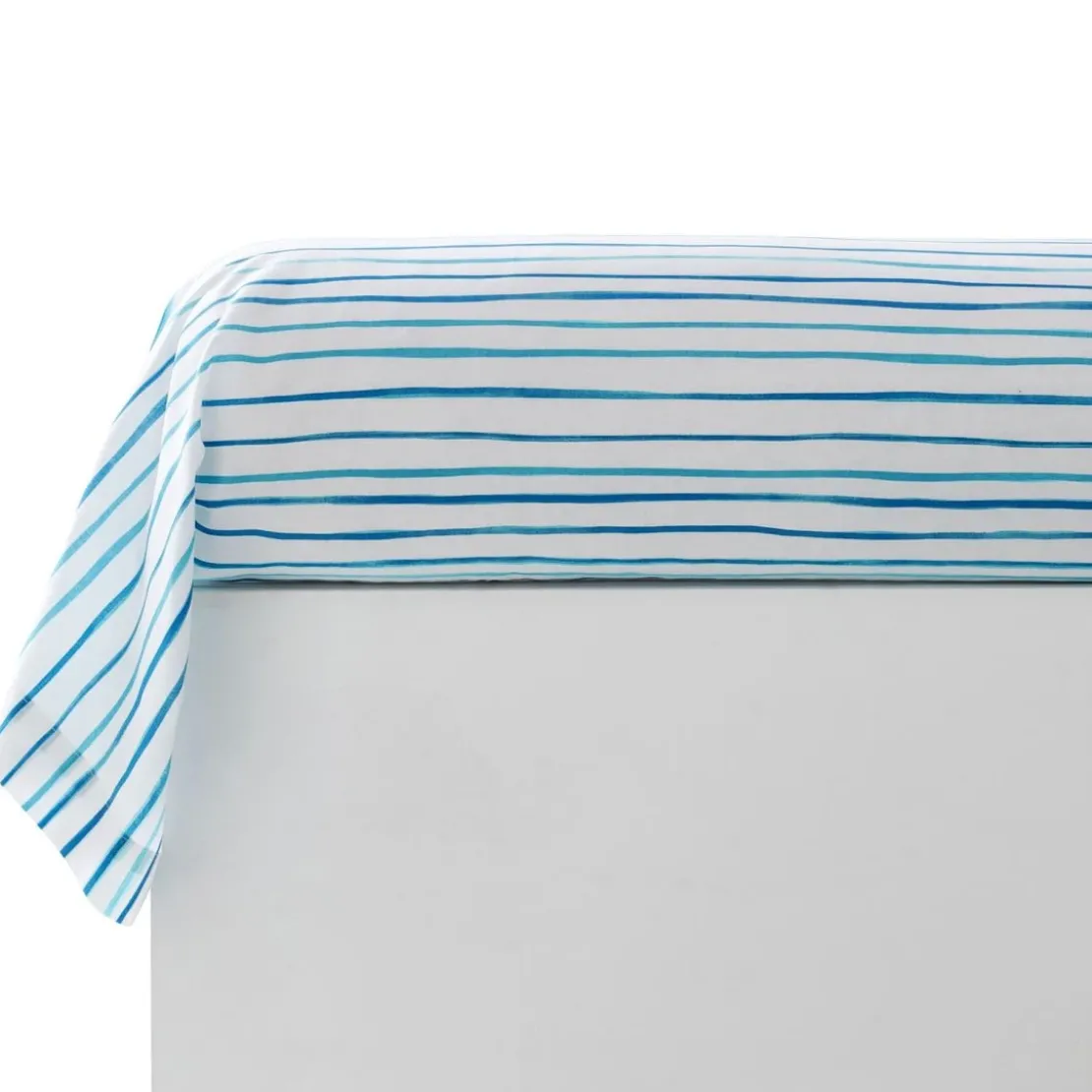 BecquetTaie de traversin en coton blanc à rayures bleues - MOUSSAILLON
