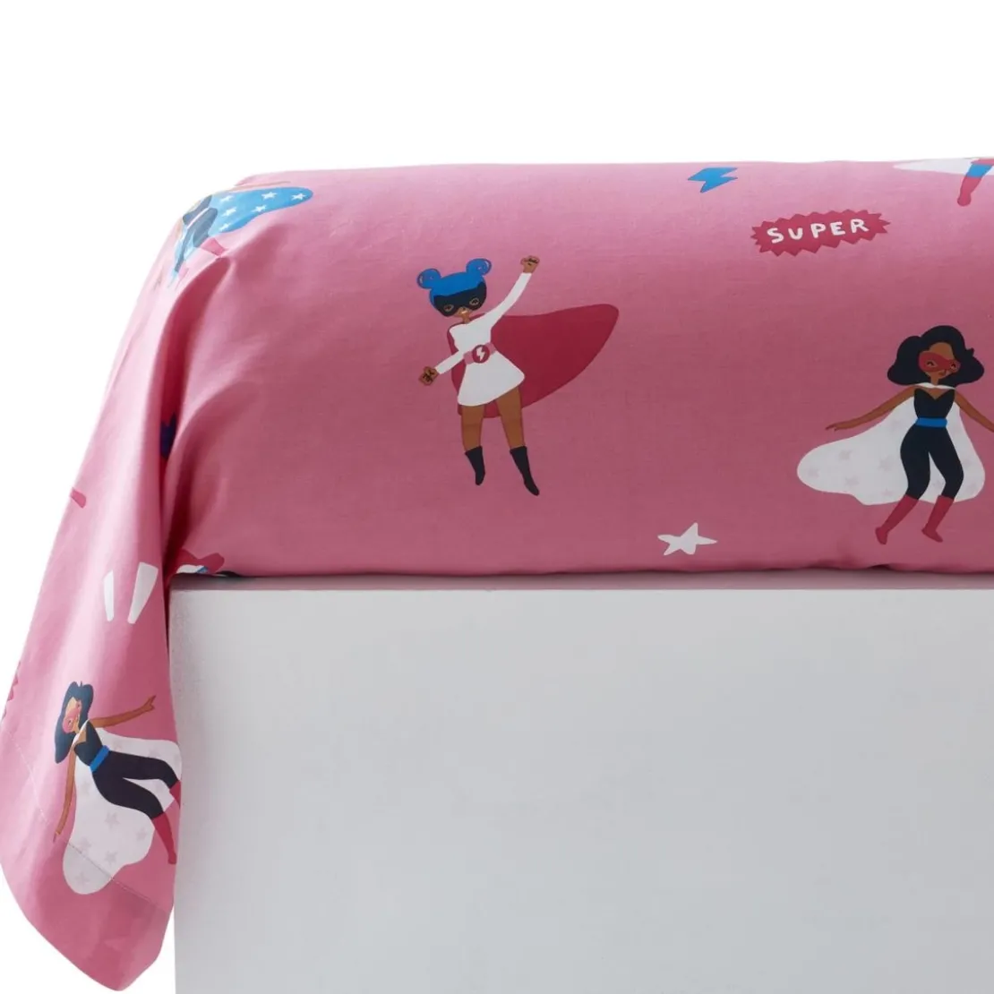 BecquetTaie de traversin enfant en coton rose - GIRL POWER