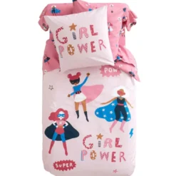 BecquetTaie de traversin enfant en coton rose - GIRL POWER