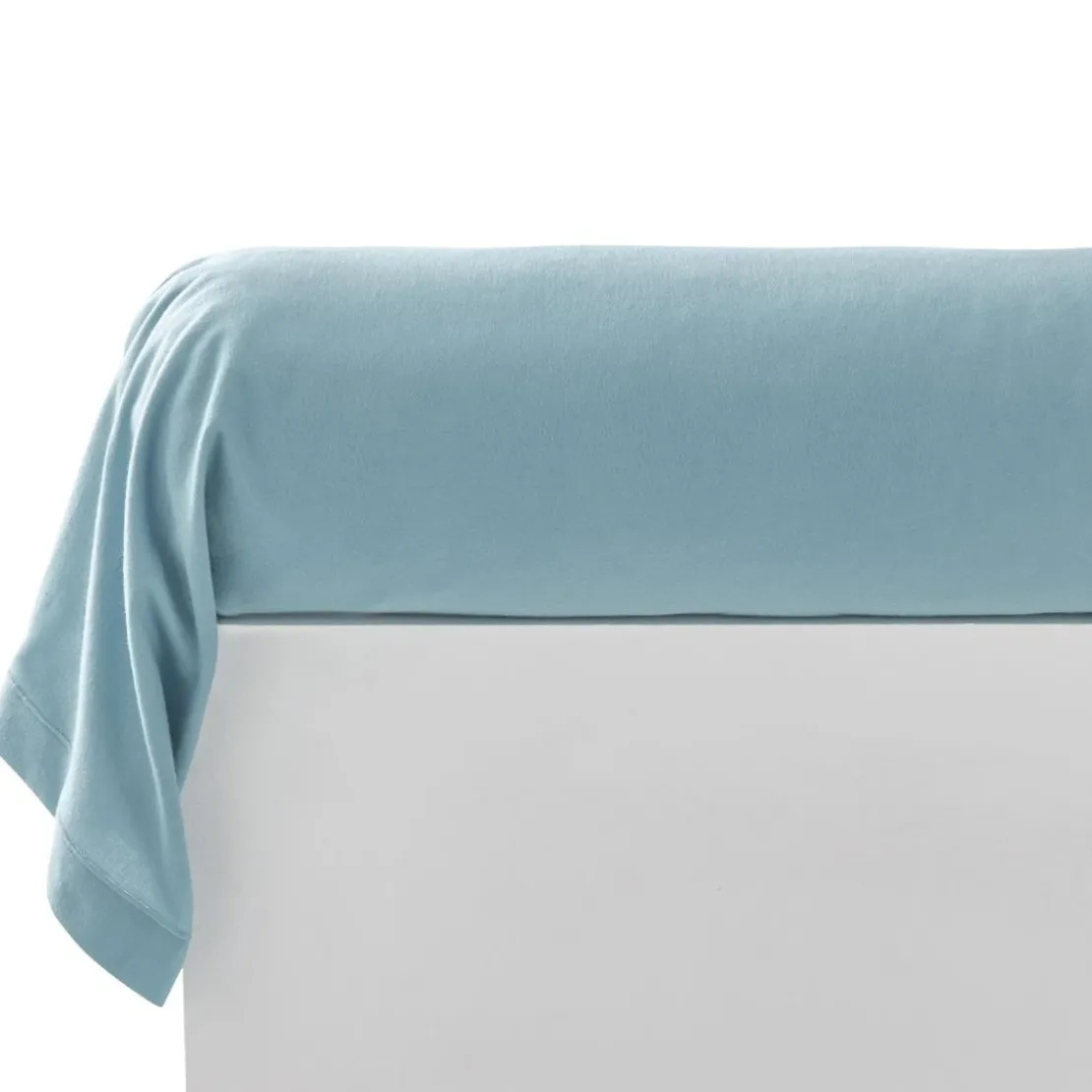 BecquetTaie de traversin en flanelle unie 43 x 185 cm LAUREAT bleu glacier