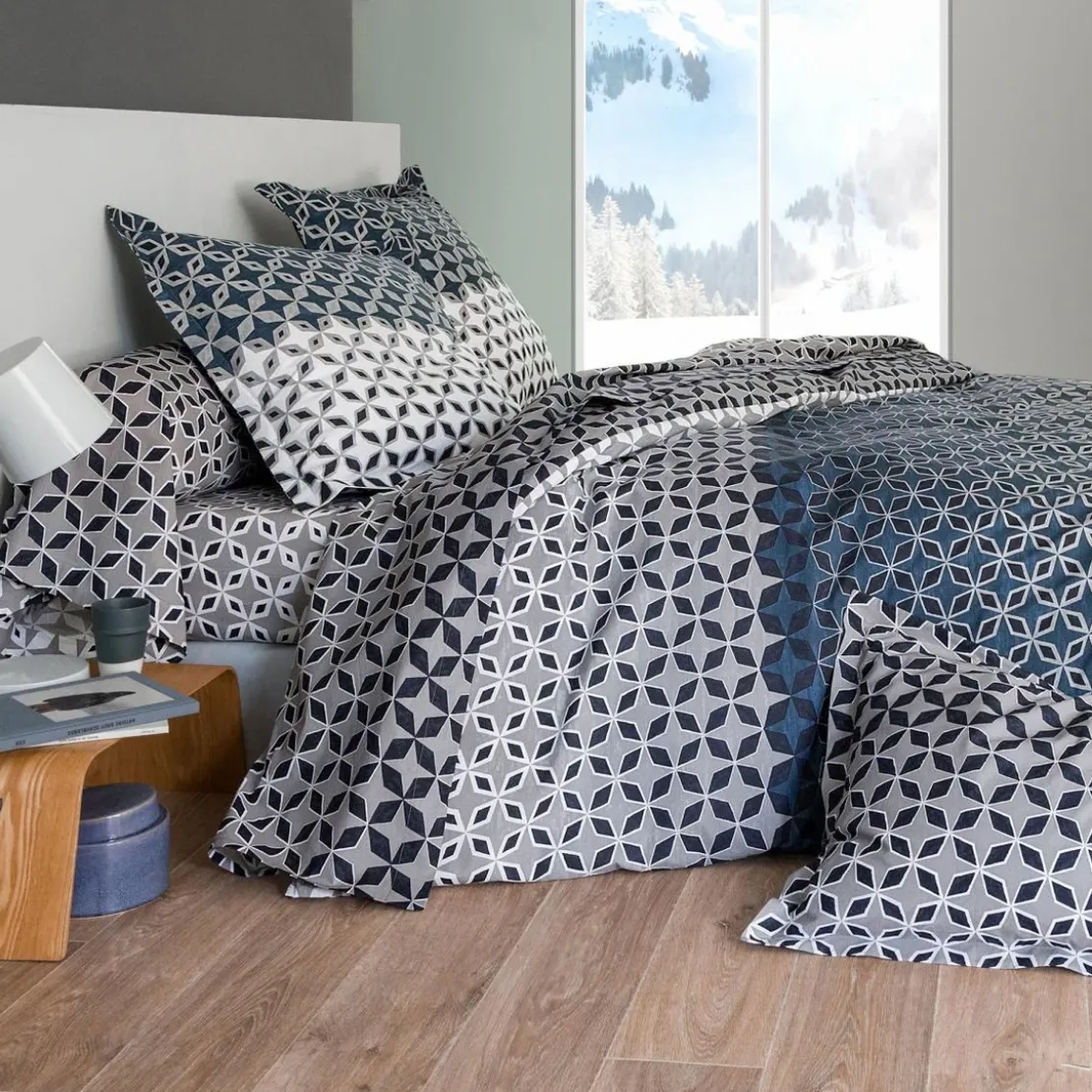 BecquetTaie de traversin en flanelle micro motif gris - THIBAULT FLANELLE