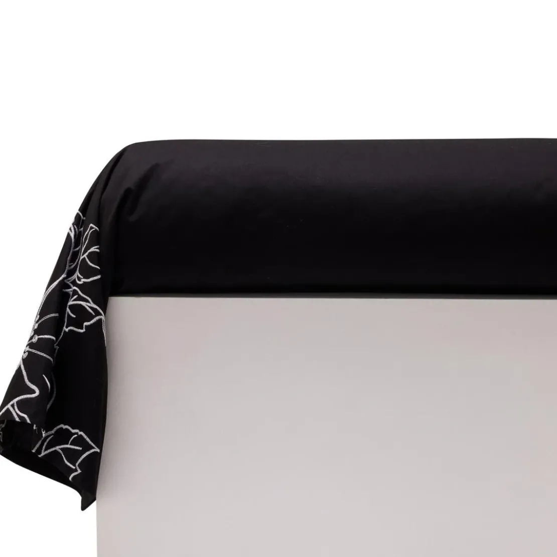 BecquetTaie de traversin en percale de coton noir à fleurs brodées - SUZON