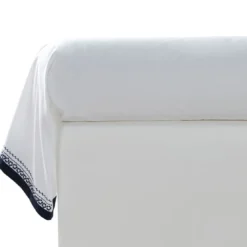 BecquetTaie de traversin en percale de coton frises brodées CUPTEA bleu marine
