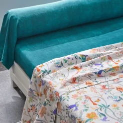 BecquetTaie de traversin en percale de coton bleu gris - COLIBRIS