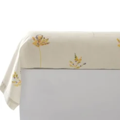 BecquetTaie de traversin en percale de coton écru à motif floral - ALBA