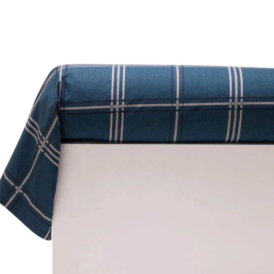BecquetTaie de traversin en percale de coton bleu marine à carreaux - CHRISTOPHE