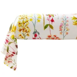 BecquetTaie de traversin à fleurs EULALY blanche en coton 43x185cm