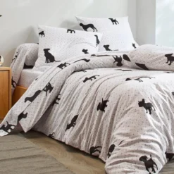 BecquetTaie de traversin à motifs imprimés coton DR.CHIENS Noire